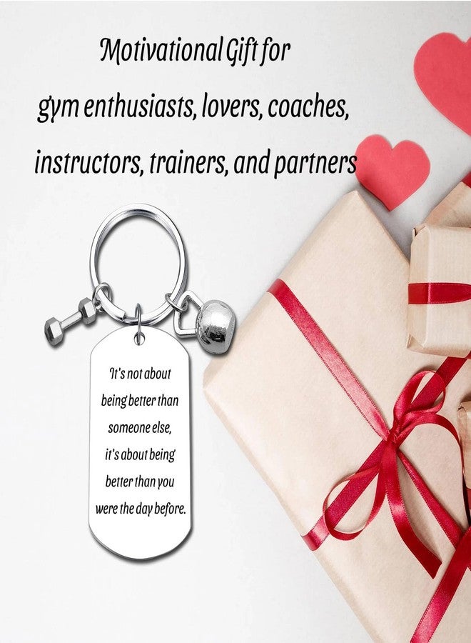 GiftYou سلسلة مفاتيح GiftYou Fitness مزينة بصورة دمبل وكيتلبيل مع اقتباسات ملهمة لمحبي الصالات الرياضية والمدربين والمدرسين (كن أفضل) - Image 4